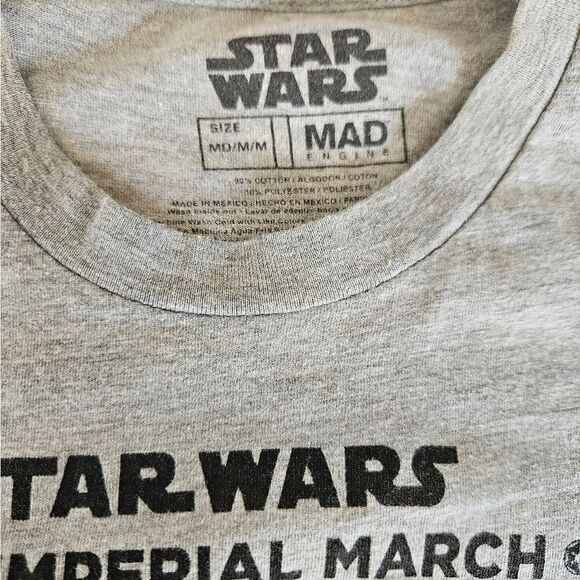 Star Wars Darth Vader Imperial March MAD Engine Soft T-Shirt Graphic Tee Grey M - Picture 4 of 5